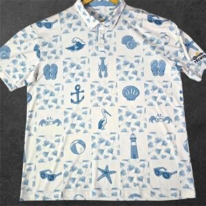 Swannies Mens 2XL Golf Polo Shirt White Blue Corona Premier Nautical 2X NWOT